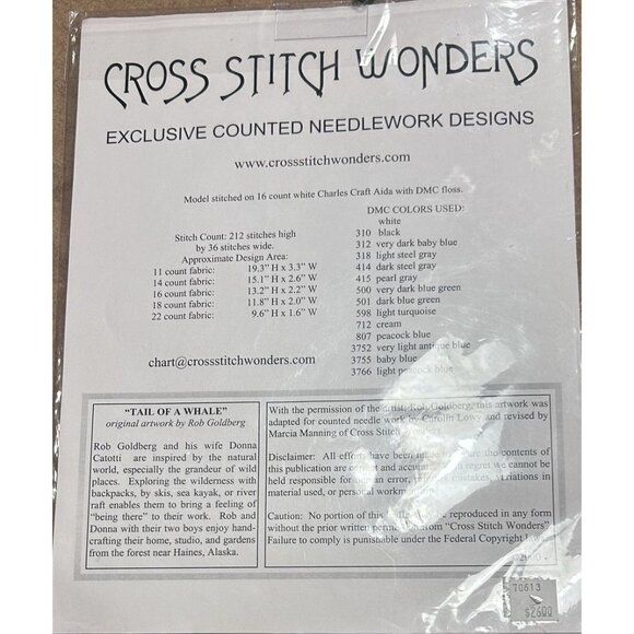 Tail of a Whale Counted Cross Stitch Rob Goldberg Pattern Booklet - Picture 4 of 7
